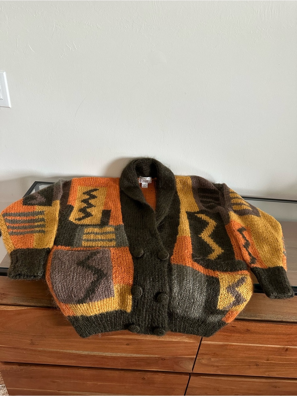 Vintage 90s Rosanna Hand Knit Mohair Blend Oversized Colorblock Size M